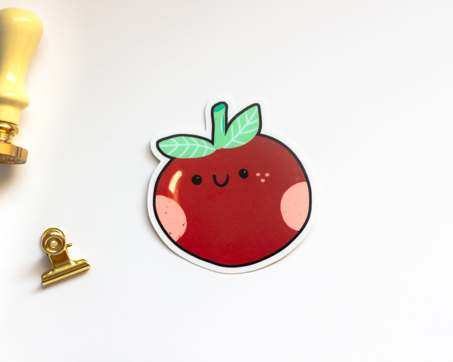 Red Apple Transparent Sticker - Cottagecore Aesthetic Sticker - Waterproof Sticker