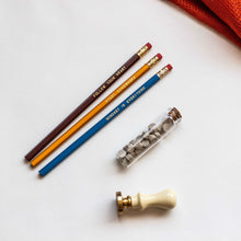 Load image into Gallery viewer, Set of 3 pencils with engraved quotes on each pencil, that reads follow your heart, start somewhere, mindset is everything. Each pencil has a different color and is red, yellow, and blue.