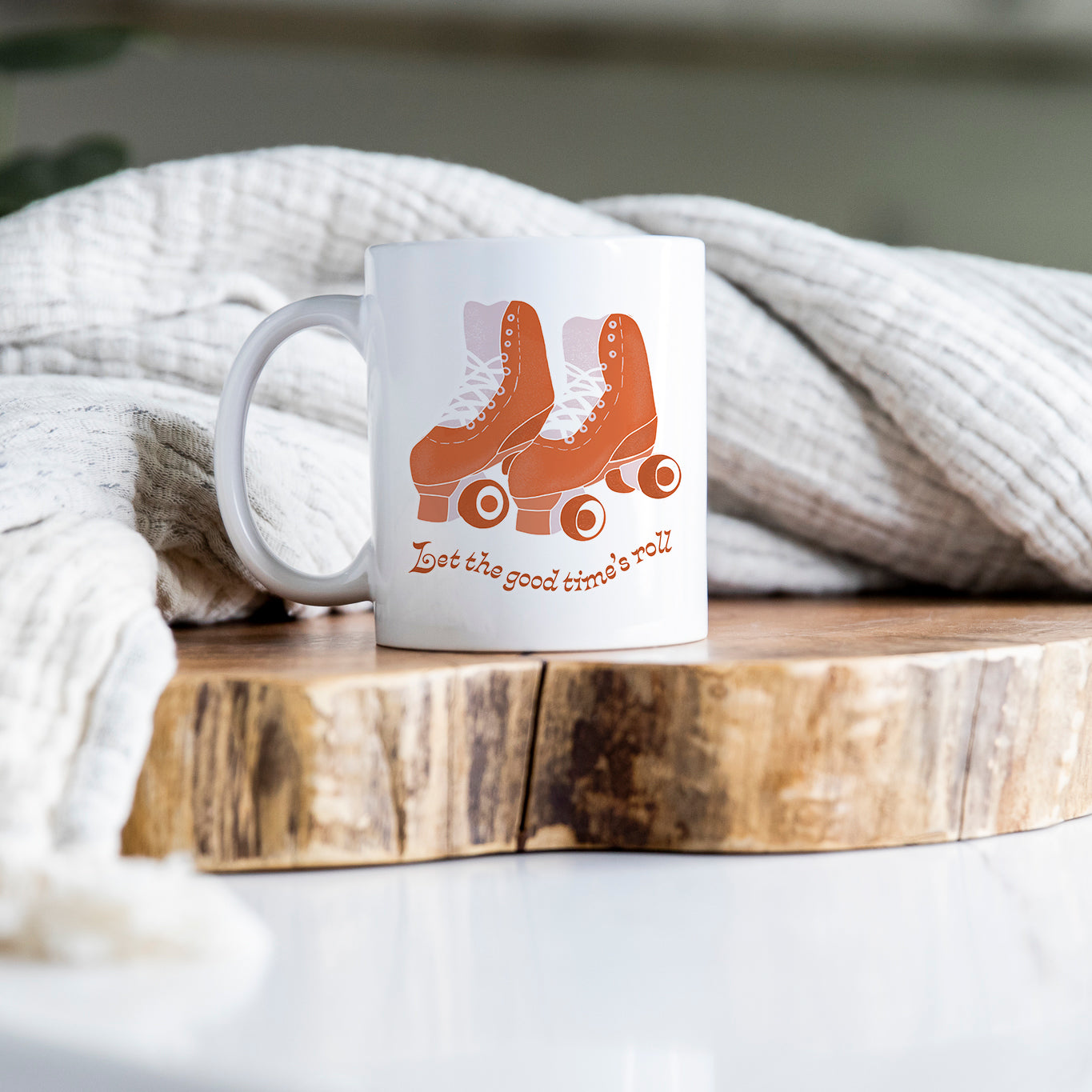 Let the Good Times Roll Retro Roller Skates Ceramic Mug