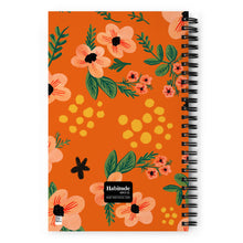 Load image into Gallery viewer, Vintage Florals in Red Wire-bound Spiral notebook, Dot Grid Pages