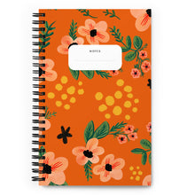 Load image into Gallery viewer, Vintage Florals in Red Wire-bound Spiral notebook, Dot Grid Pages