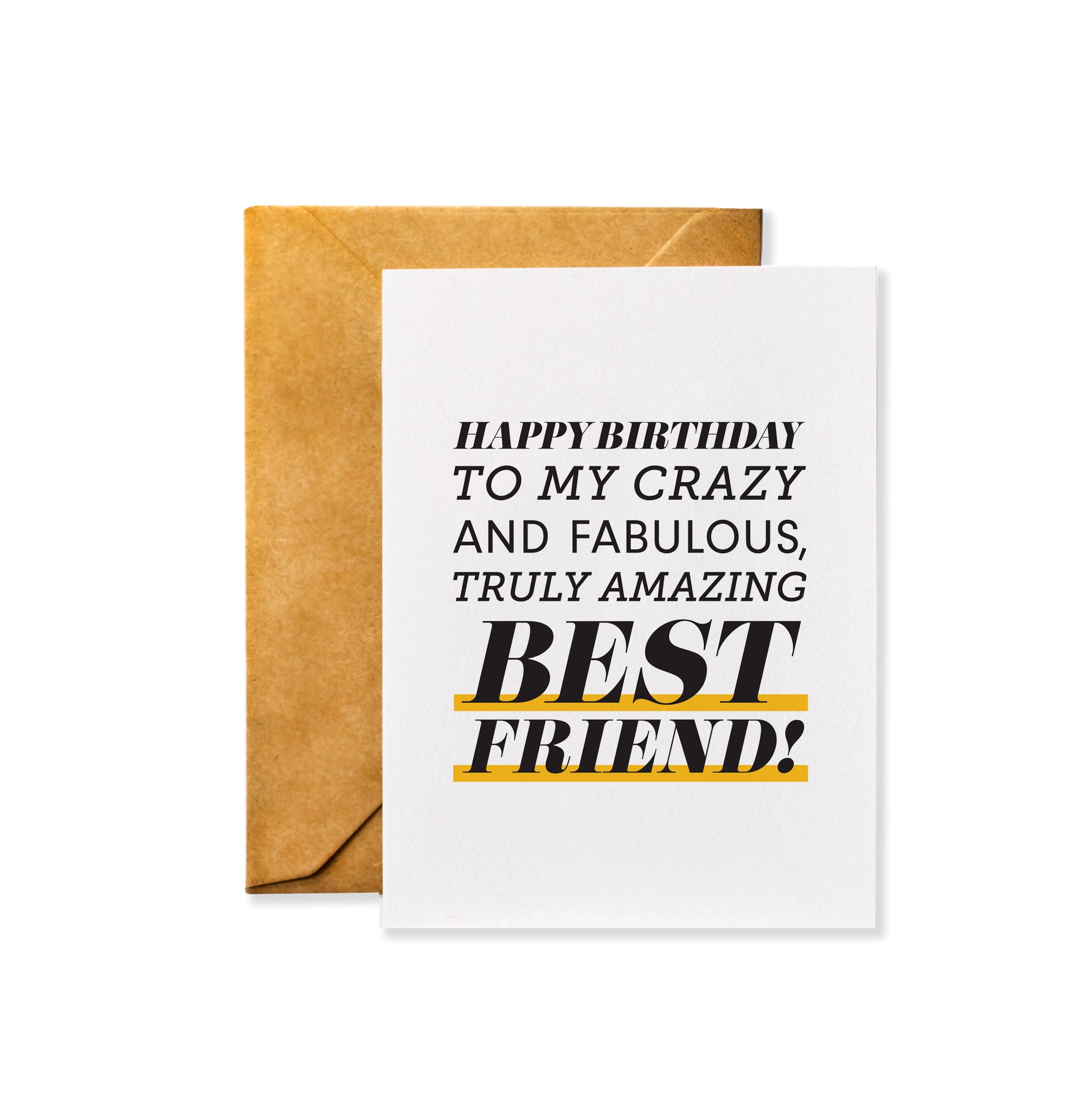Happy Birthday to My Best Friend - Birthday Card with Kraft Envelope (Blank Inside)