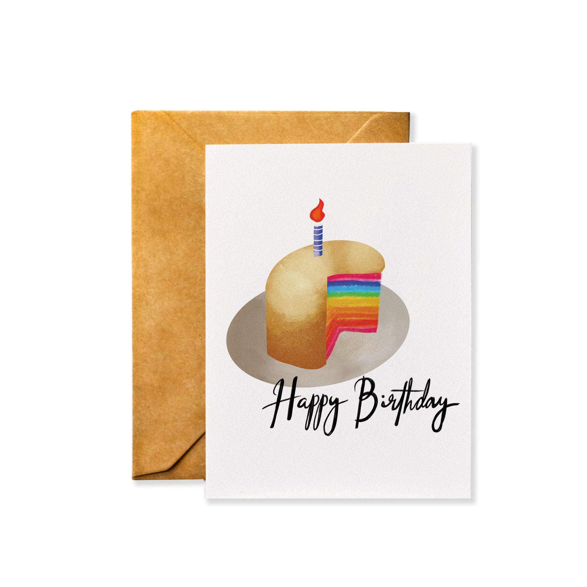 Rainbow Cake Birthday Card - Pride Birthday Card - LGBTQ Birthday Pride Greeting Card
