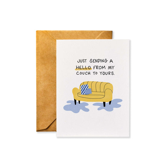 Hello from my Couch | Funny Friendship Card, Snarky Social Distancing Card