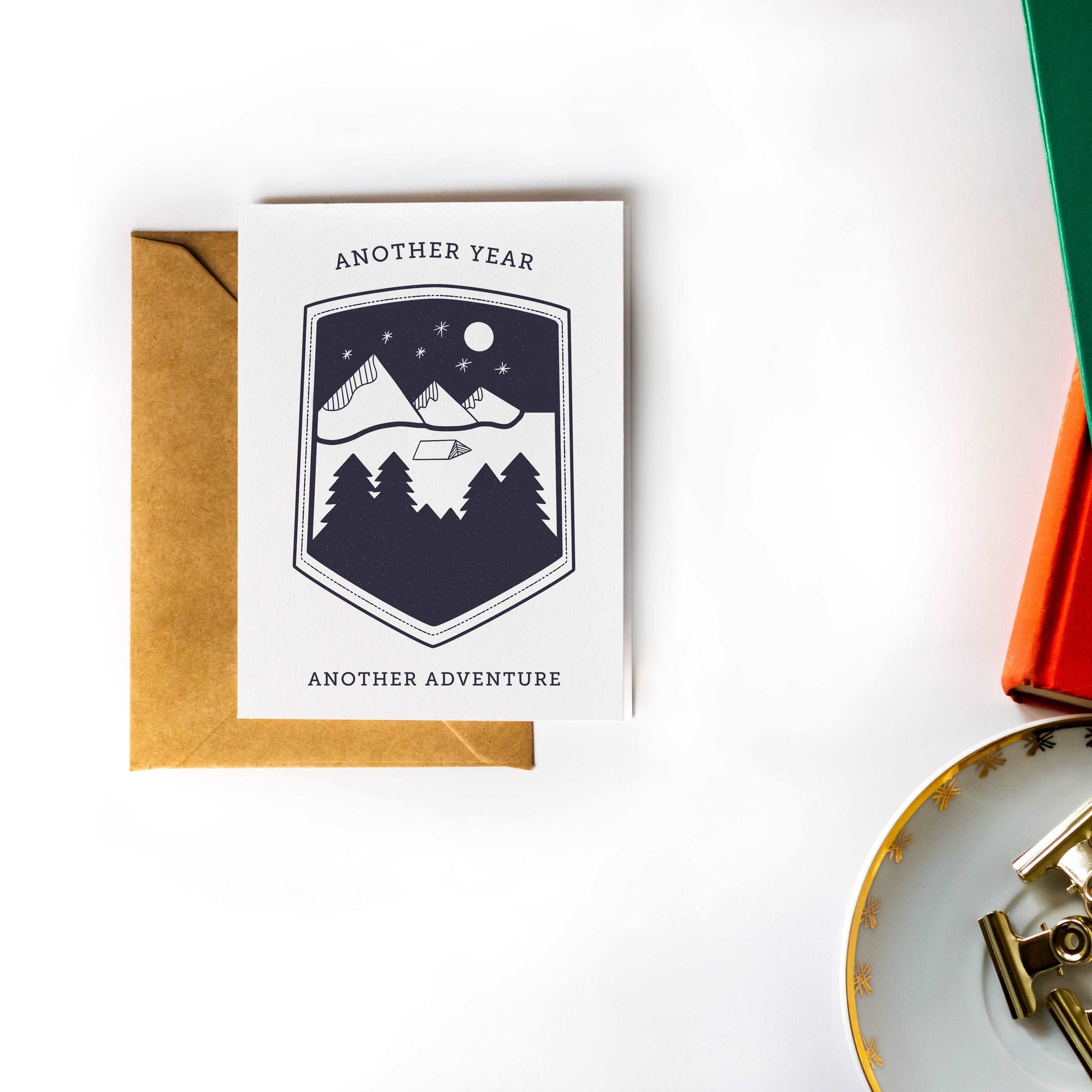 Unique and Simple Birthday Gifts for Him, Outdoor Nature Lover Birthday Card, Another Year Another Adventure Mountains Card
