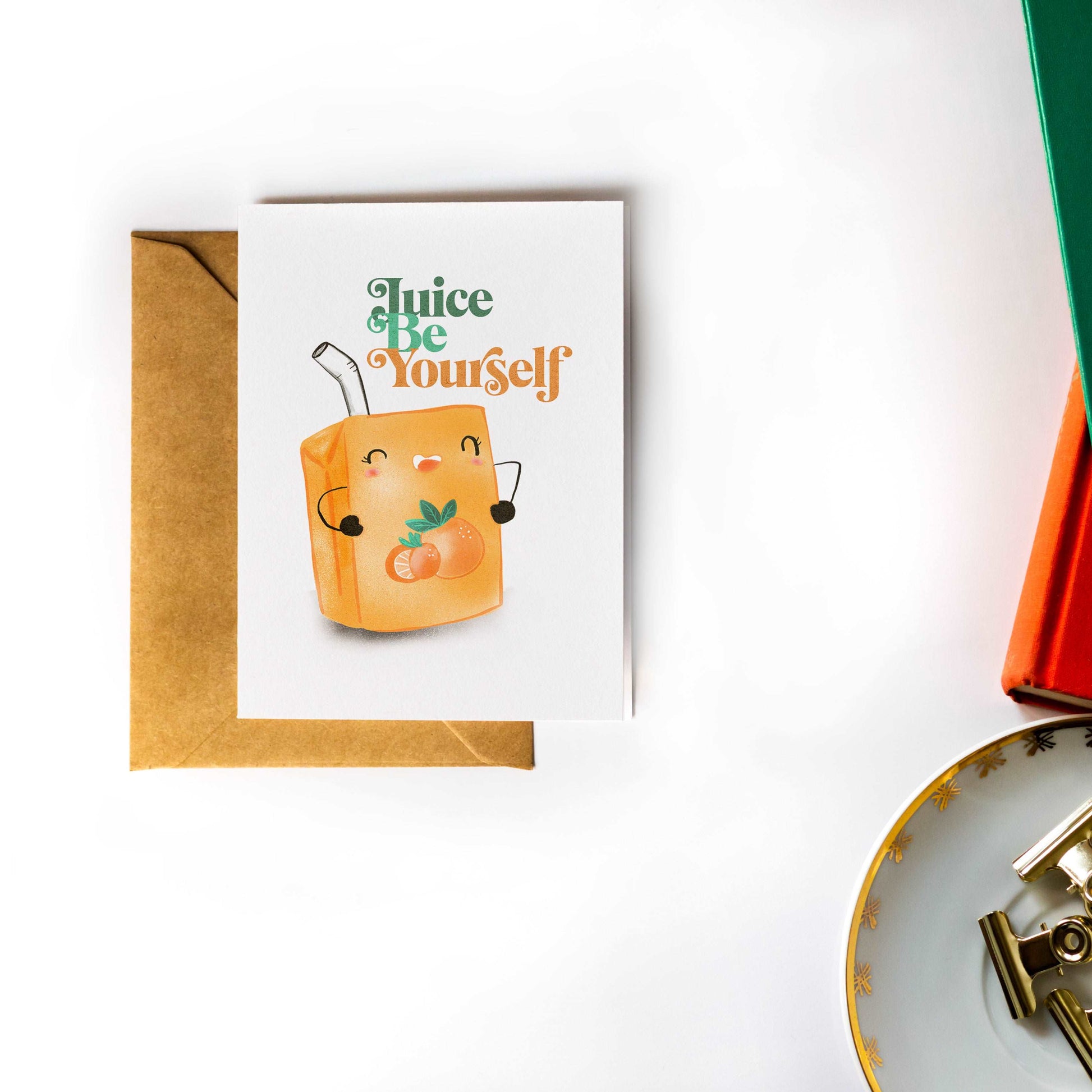 Juice Be Yourself - Encouragement Card with Kraft Envelope (Blank Inside)