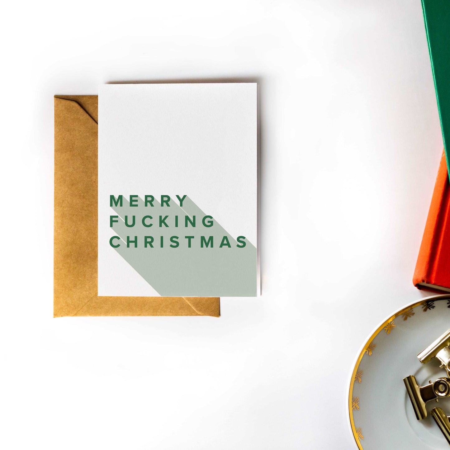 Merry Fucking Christmas - Funny Christmas Holiday Card with Kraft Envelope