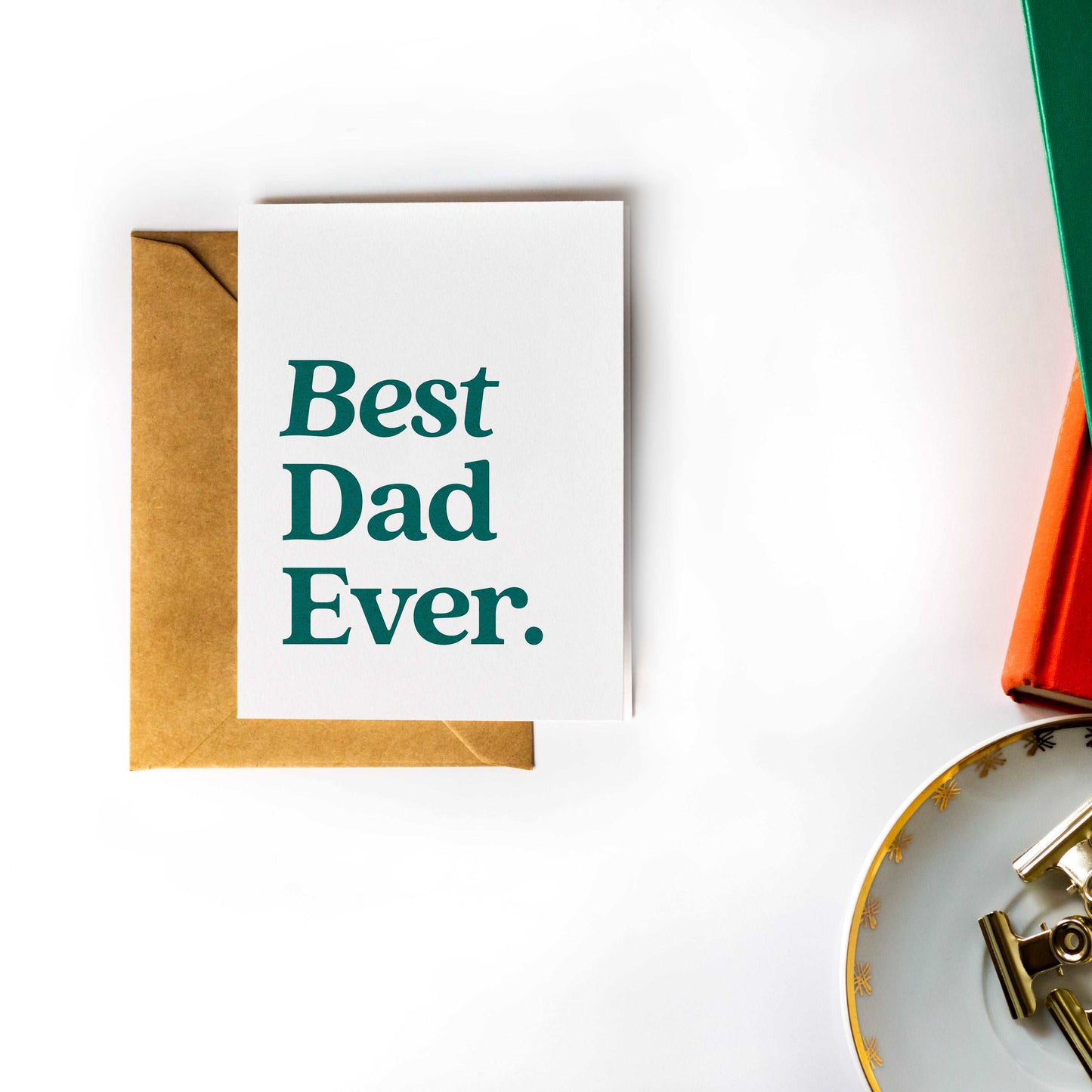 Best Dad Ever - Father's Day Greeting Card with Kraft Envelope (Blank Inside)