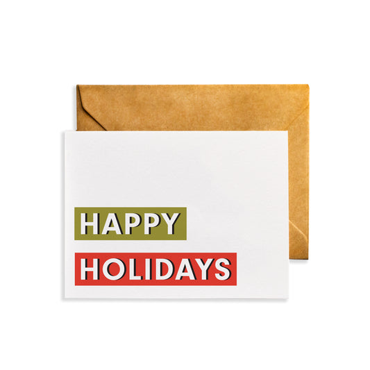 Happy Holidays Greeting Card with Kraft Envelope (Blank Inside)