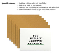 Load image into Gallery viewer, You Totally Fucking Earned It | Set of 6 Boxed Cards Stationery Set