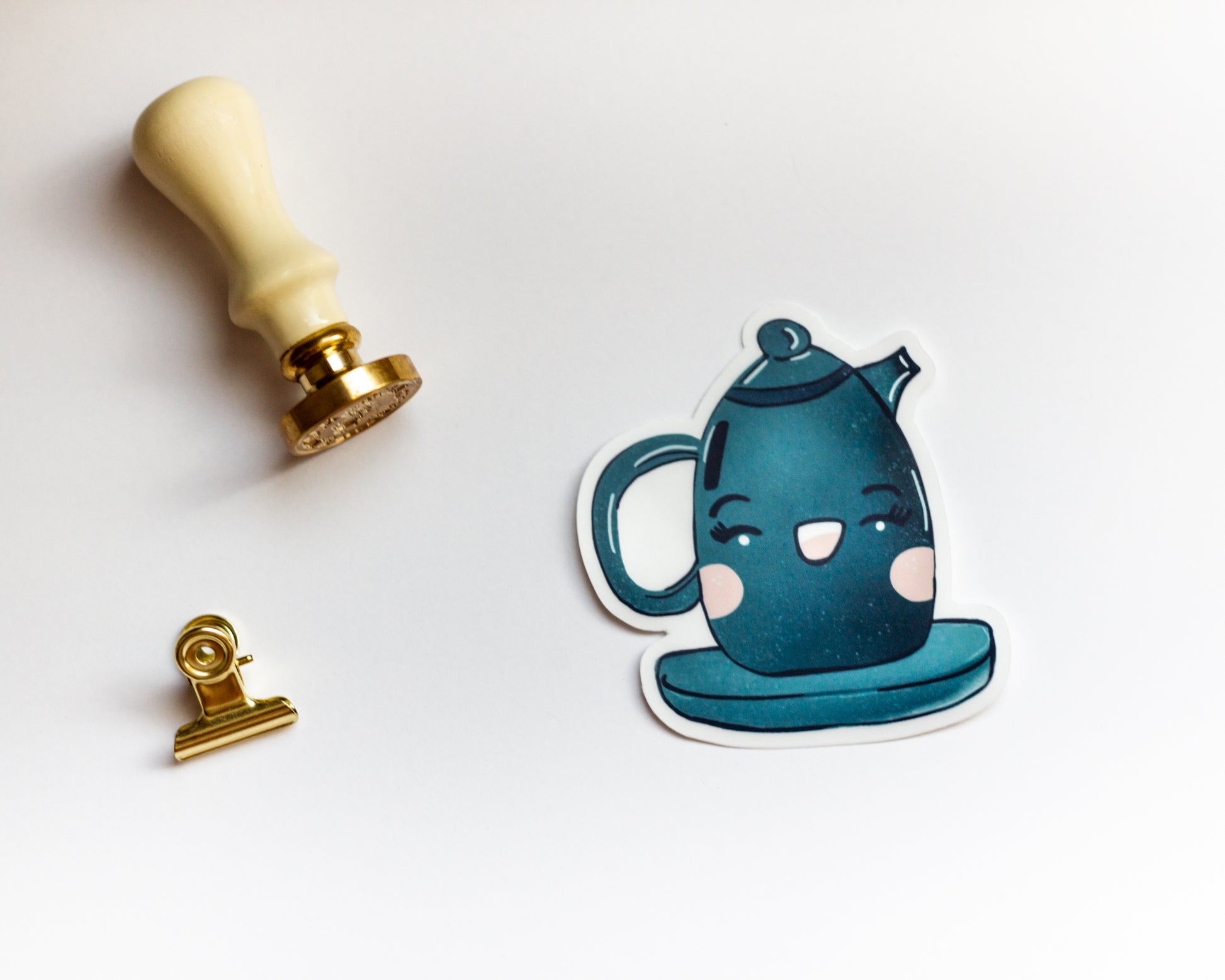 Blue Teapot Cutie Vinyl Sticker