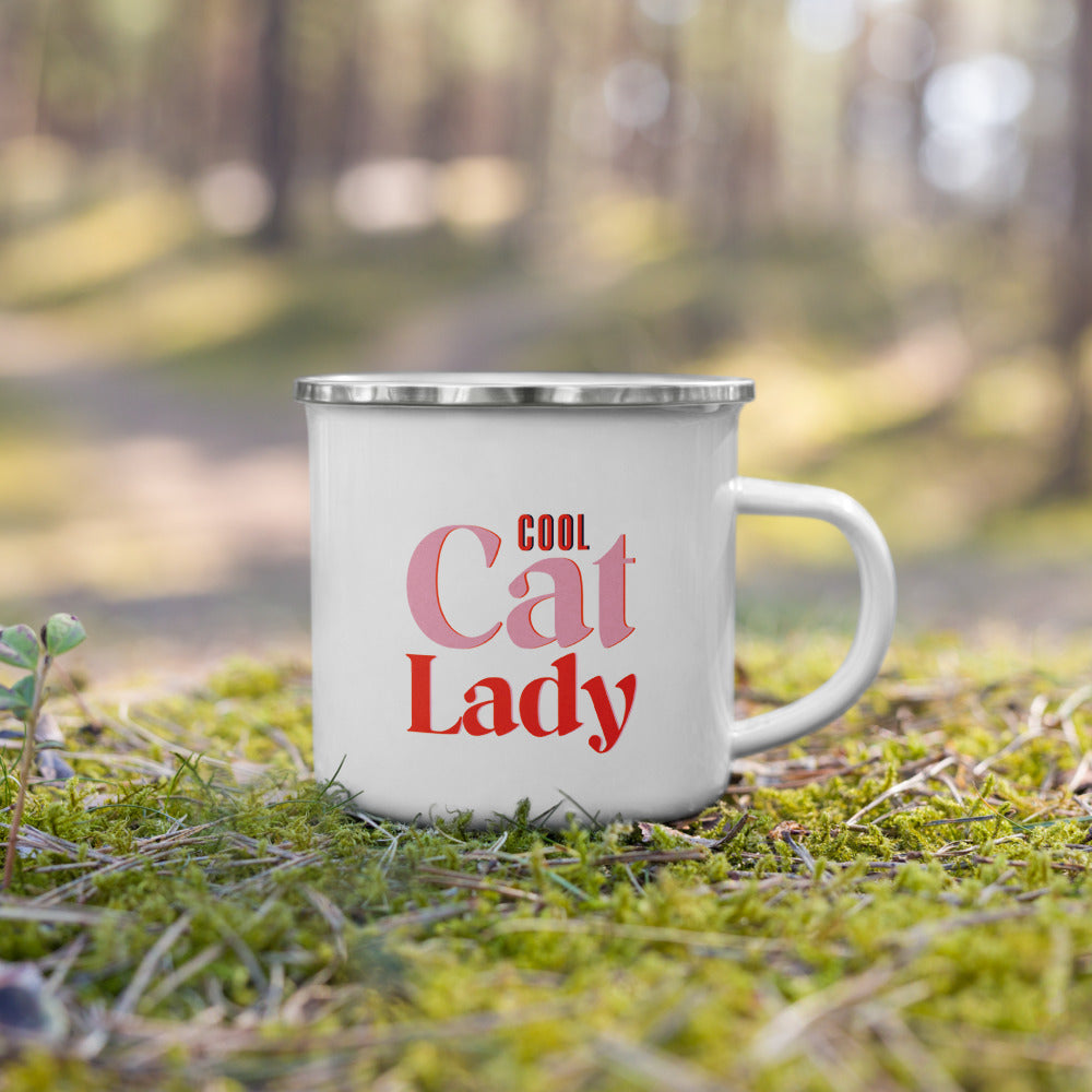Cool Cat Lady | White Camper Mug - 12oz
