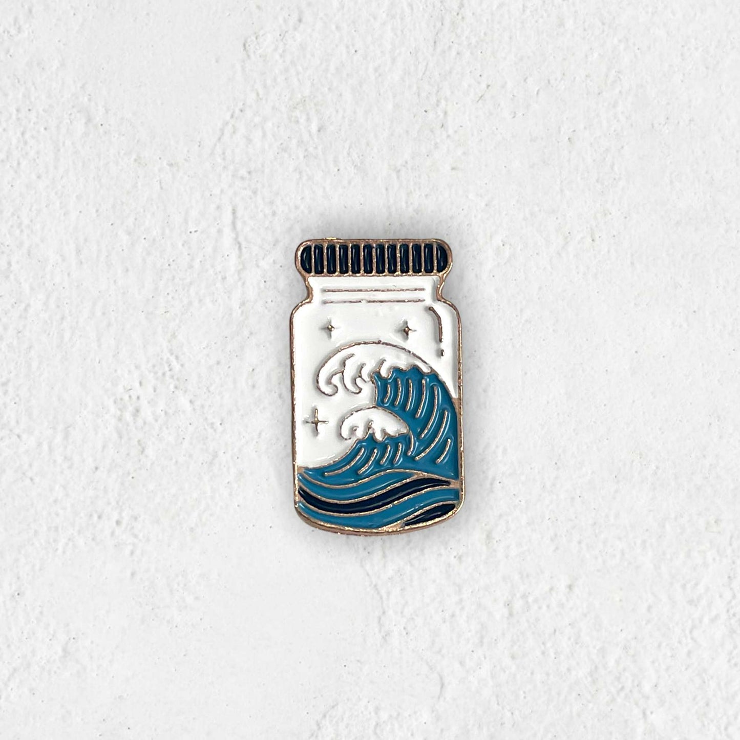 Ocean Waves in Mason Jar Enamel Pin