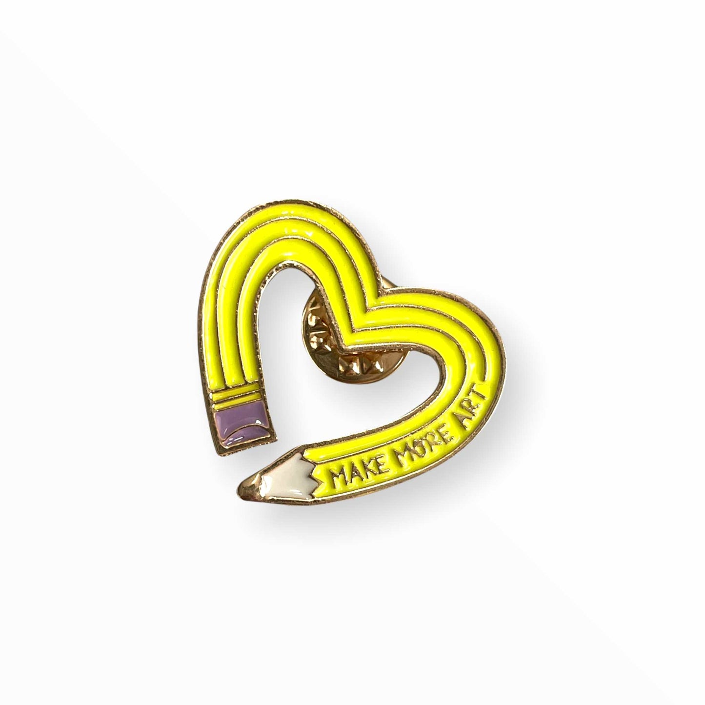 Yellow Pencil Shaped Heart Enamel Pin