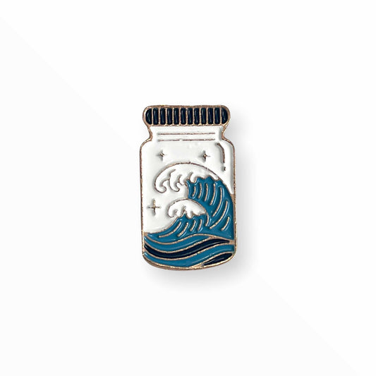 Ocean Waves in Mason Jar Enamel Pin