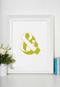 Chartreuse Ampersand Typography 8x10 Unframed Poster Art Print