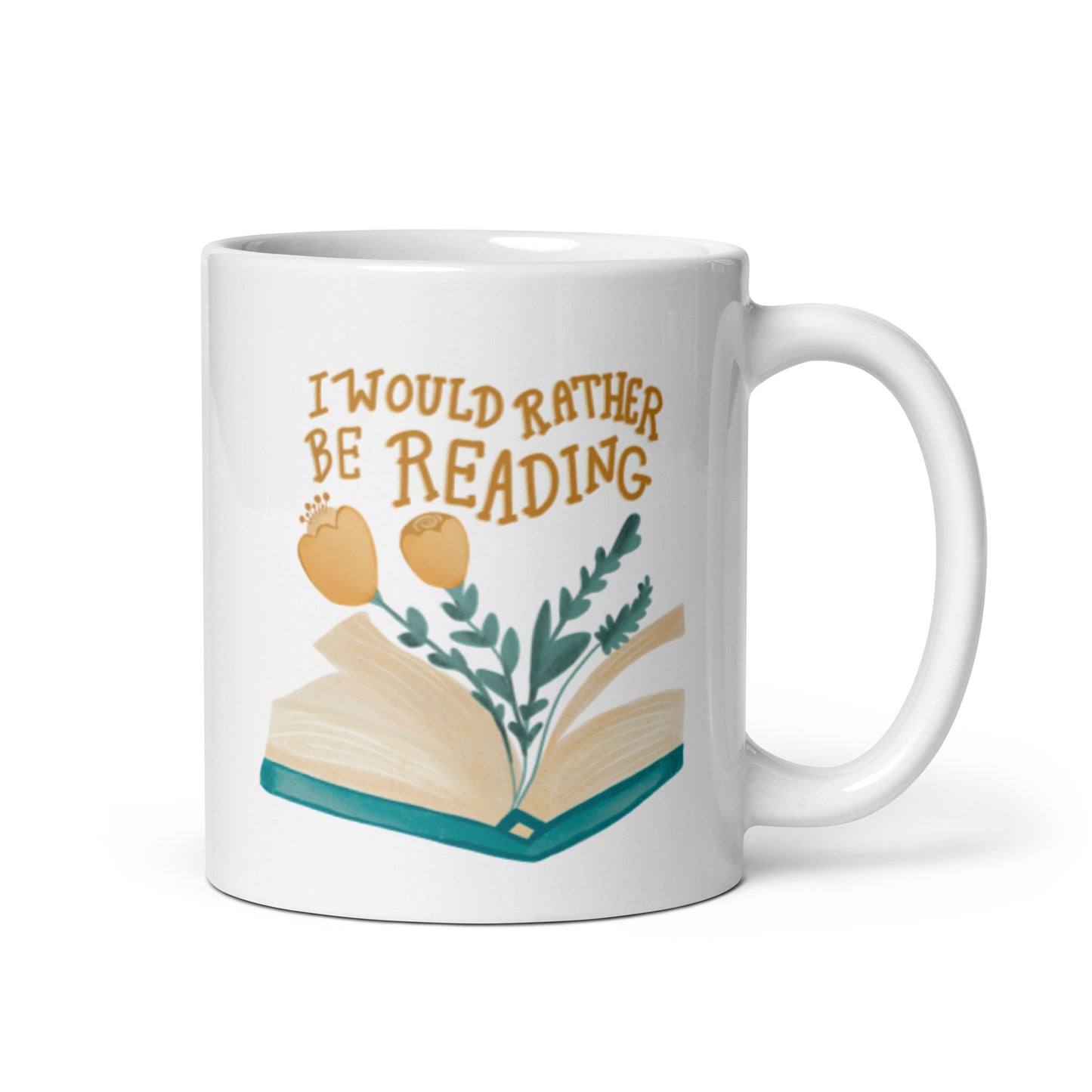 Book Lovers Mug, Gift for Bookish Friends, Bookworm Gifts, Unique Book Lovers Mug, I Would Rather Be Reading, Flowers coming out of a book